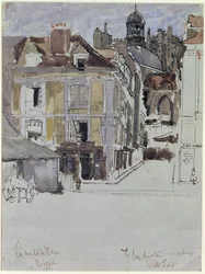La Rue Notre Dame, Dieppe, mit Quai Duquesne im Vordergrund, ca. 1899